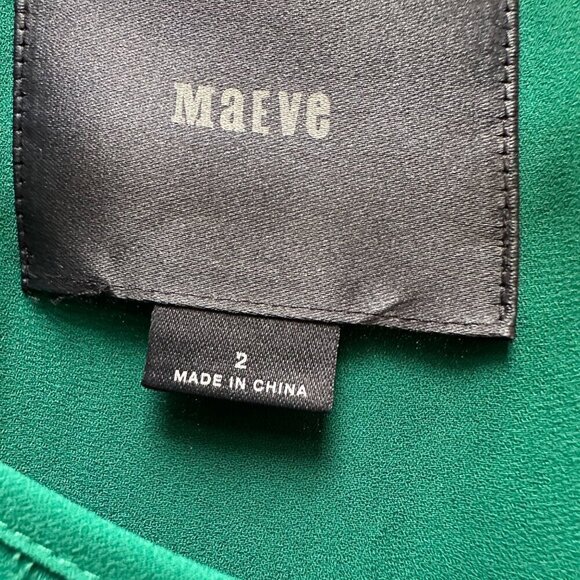 Anthropologie Dress Maeve Green Chiffon Valparaiso Bow Career Work Size 2 - Picture 7 of 9